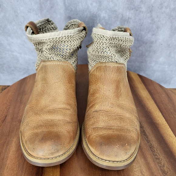 Timberland Ankle Boots Womens 7.5 Savin Hill Brown Leather Weave Pull On 4160 - Picture 4 of 13
